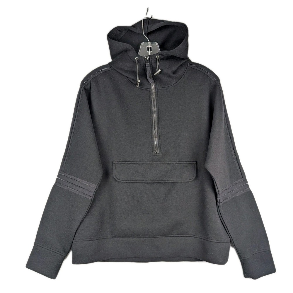 Betsey Johnson Performance Hoodie Women M Black 1/4 Zip Scuba Pullover Pocket